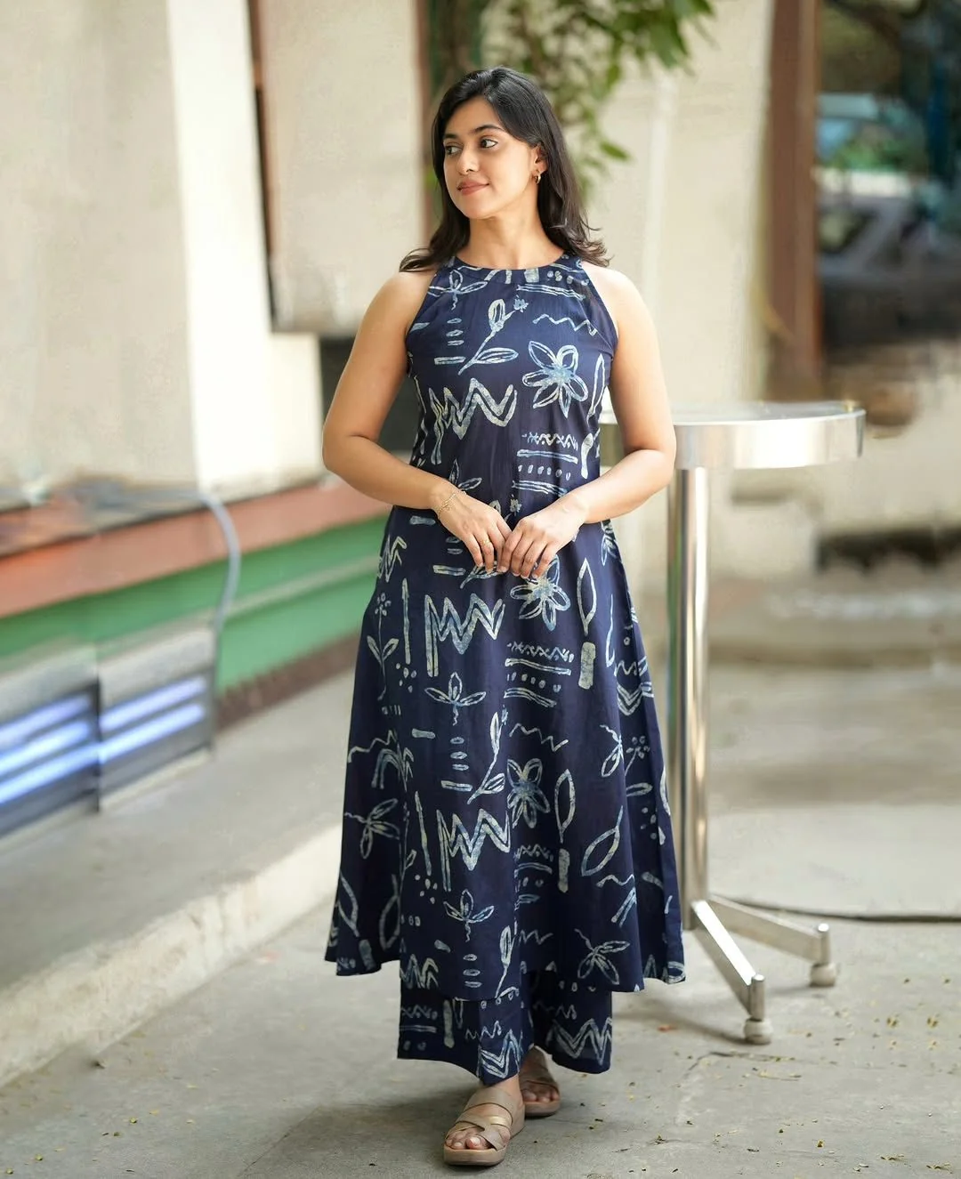 Navy Printed Cotton Co-Ord Set | Women's Collection