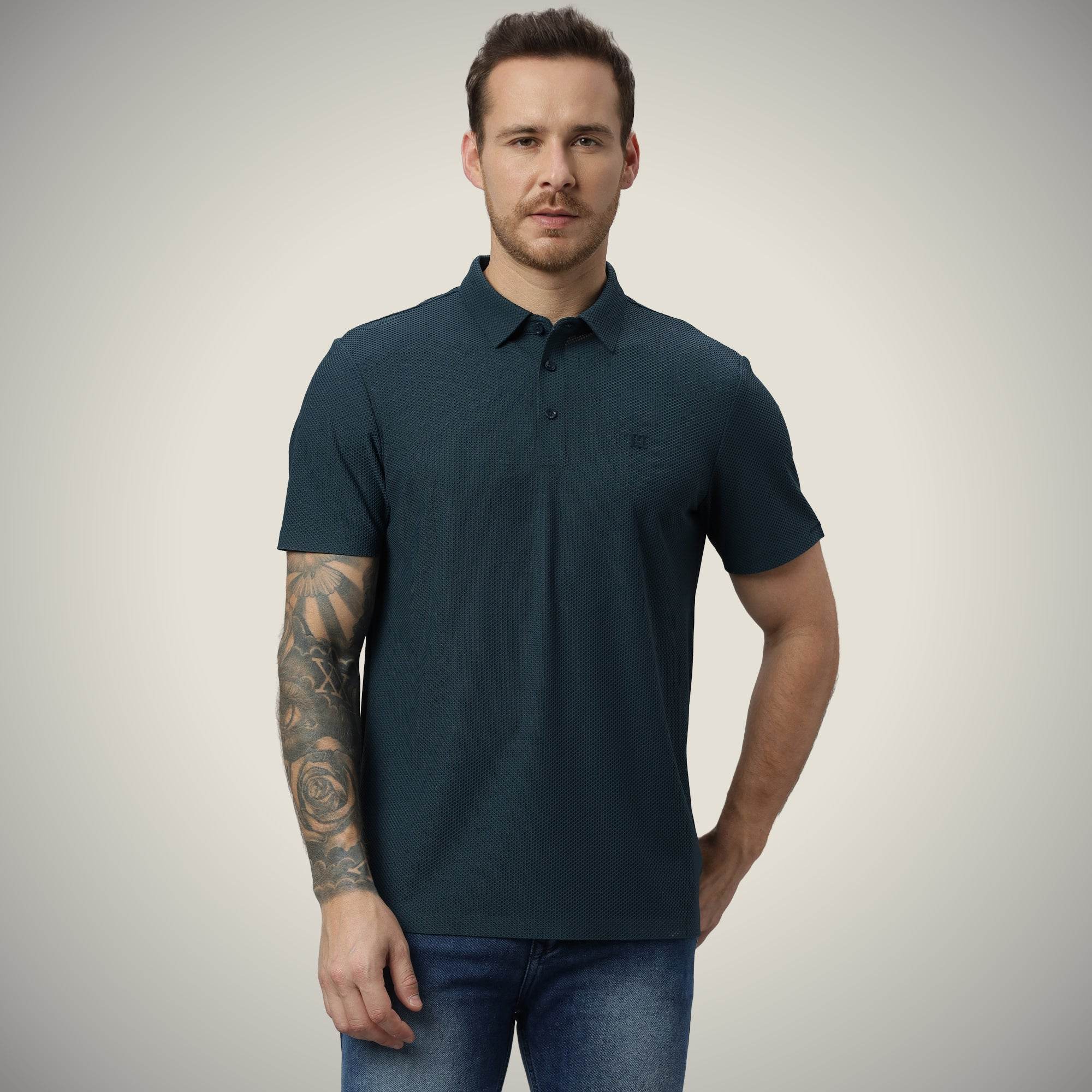Dark Green Bubble Jacquard Polo