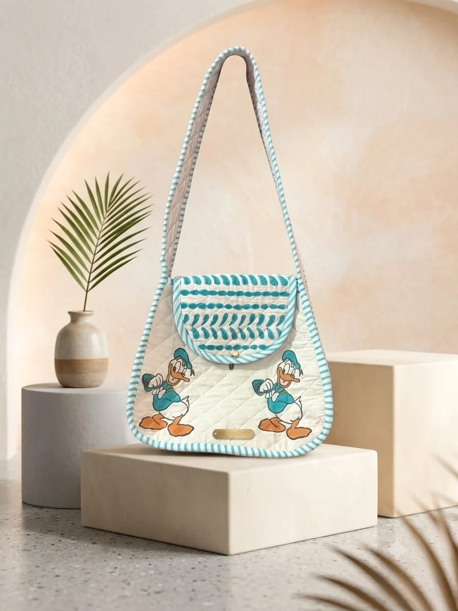 Block Printed Quilted Cotton Shoulder Bag | Women's Collection