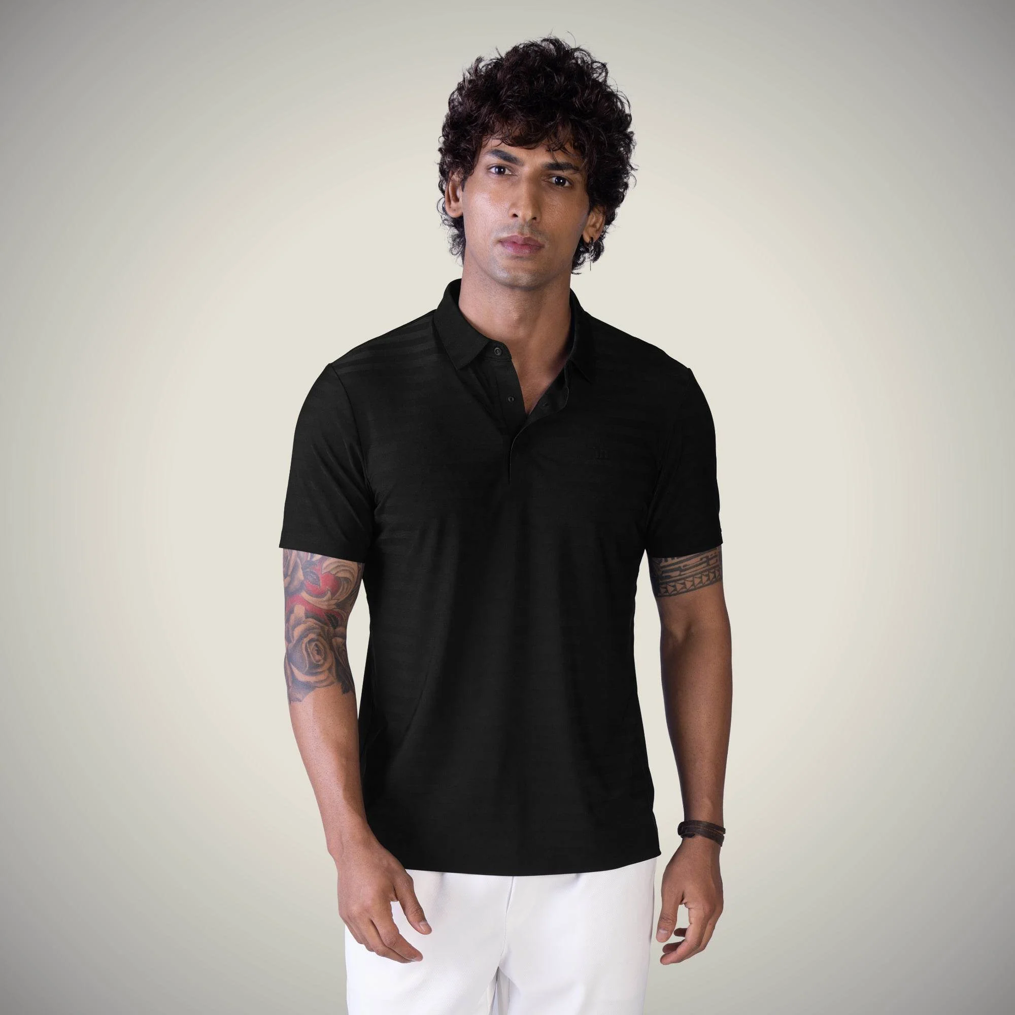 Black Herring Bone Polo