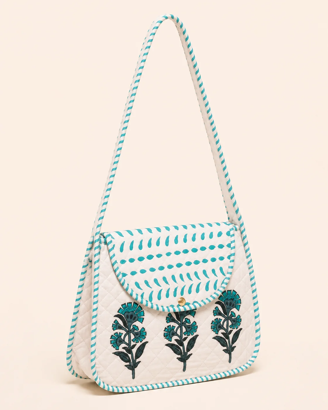 Block Printed Quilted Cotton Shoulder Bag | Women's Collection