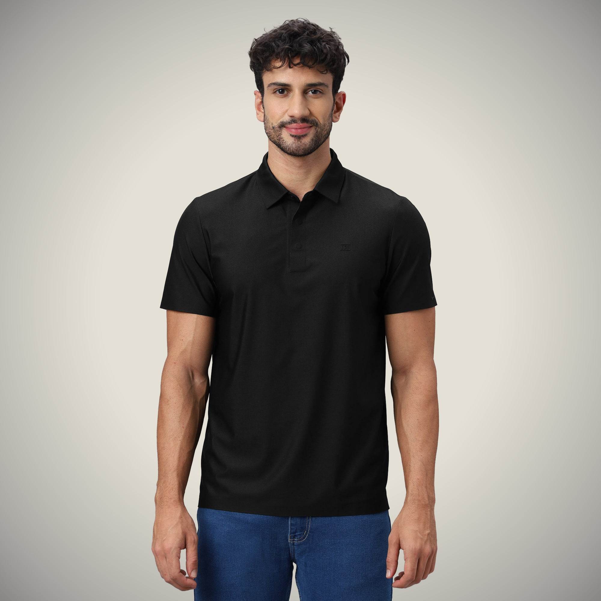 Black Small Checks Polo
