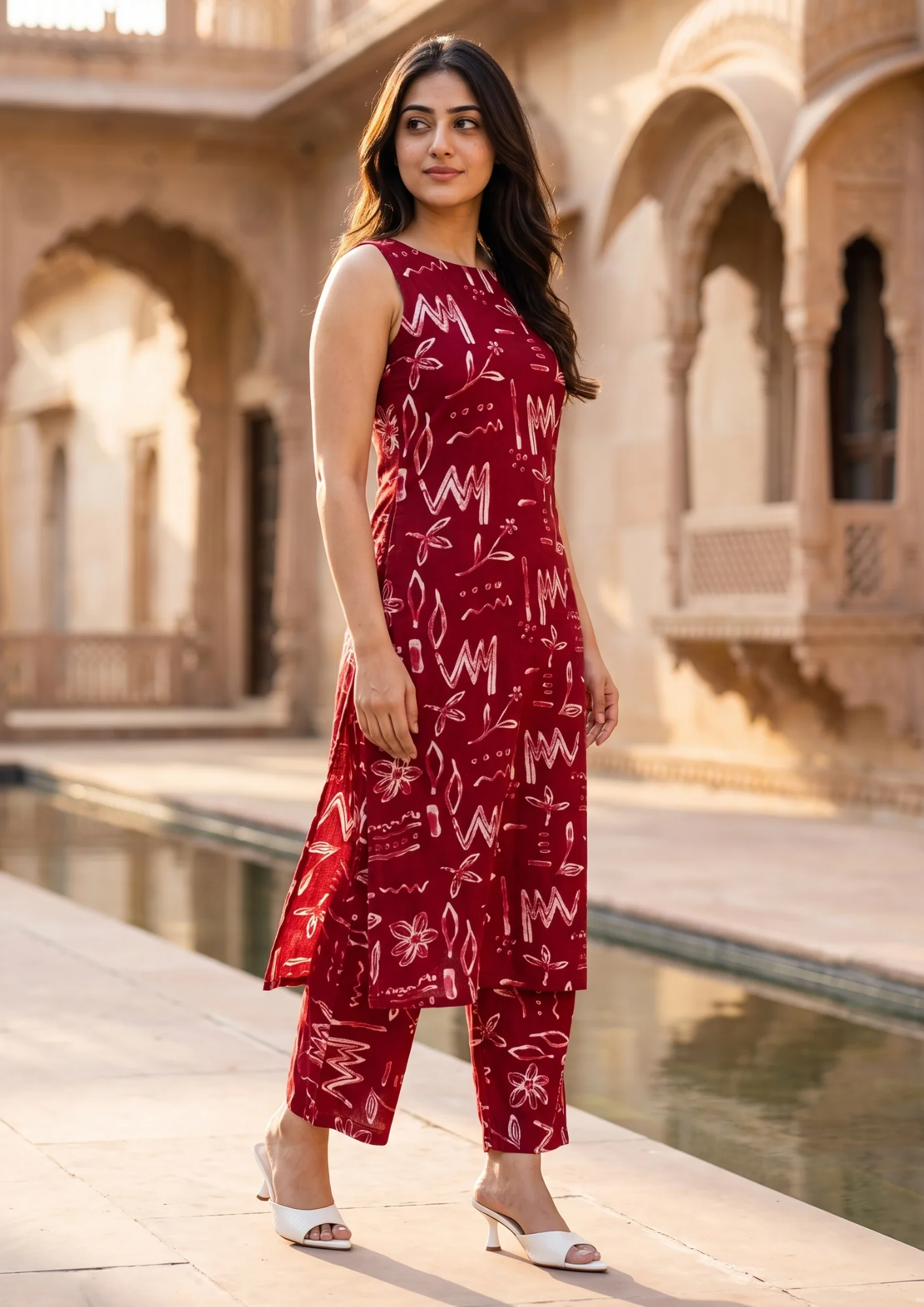 Red Printed Cotton Co-Ord Set | Women's Collection