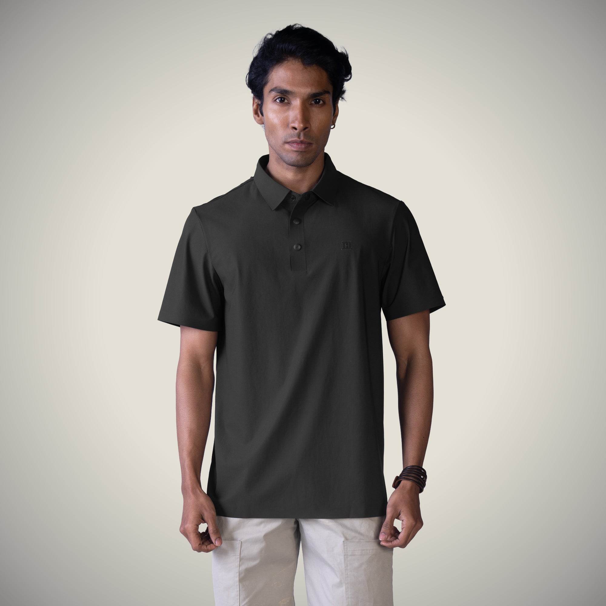 Dark Gray Big Checks Polo