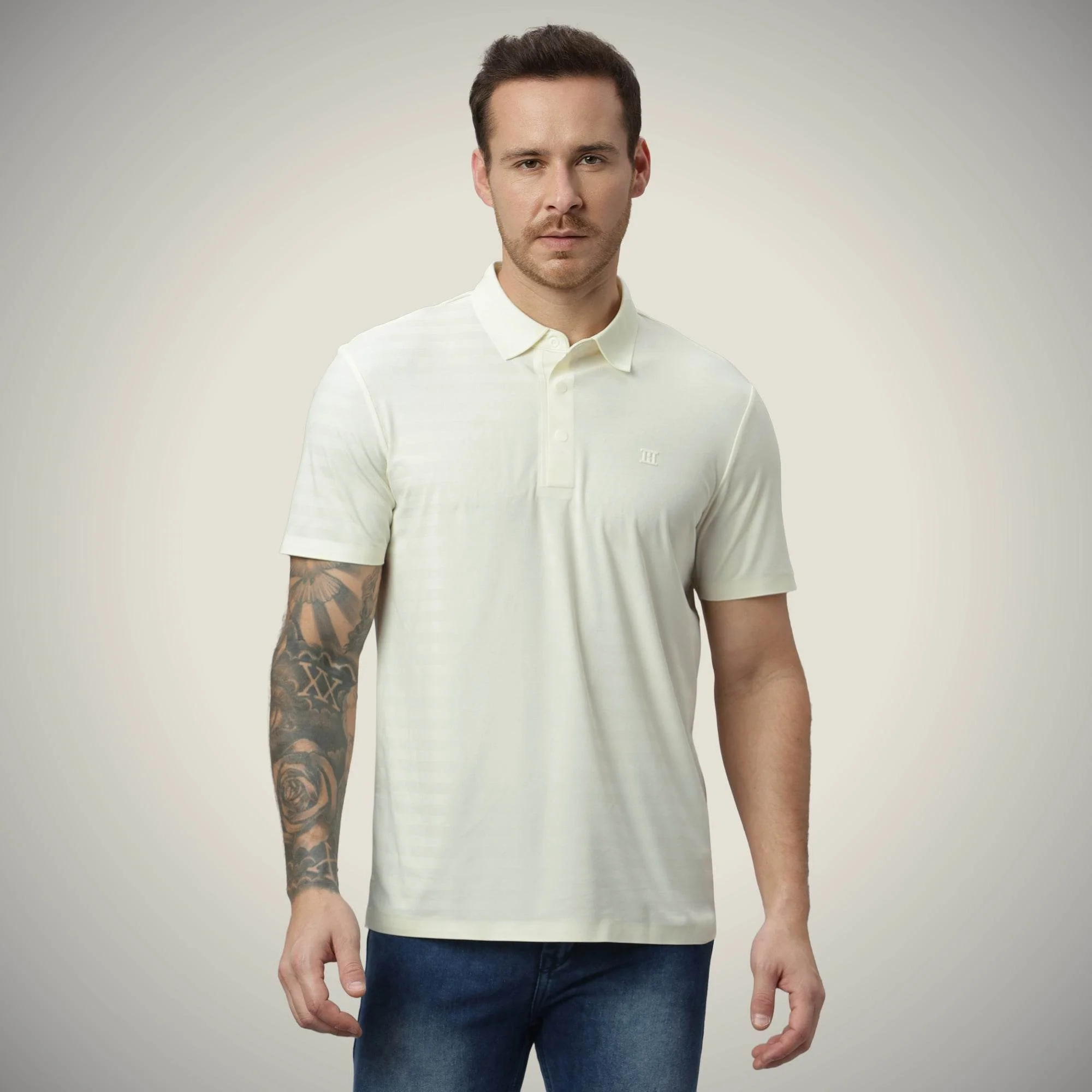 Off White Herring Bone Polo