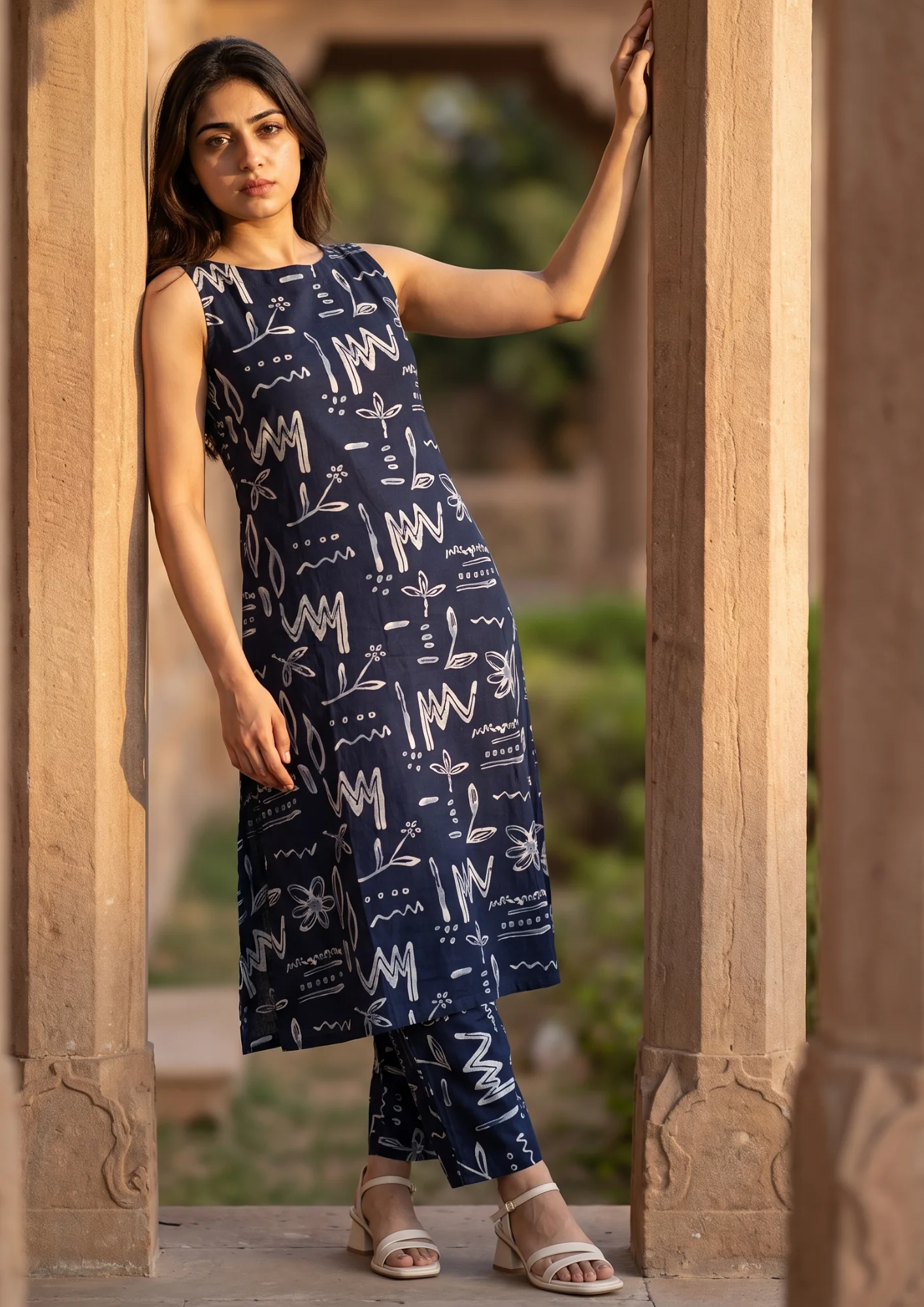 Navy Printed Cotton Co-Ord Set | Women's Collection